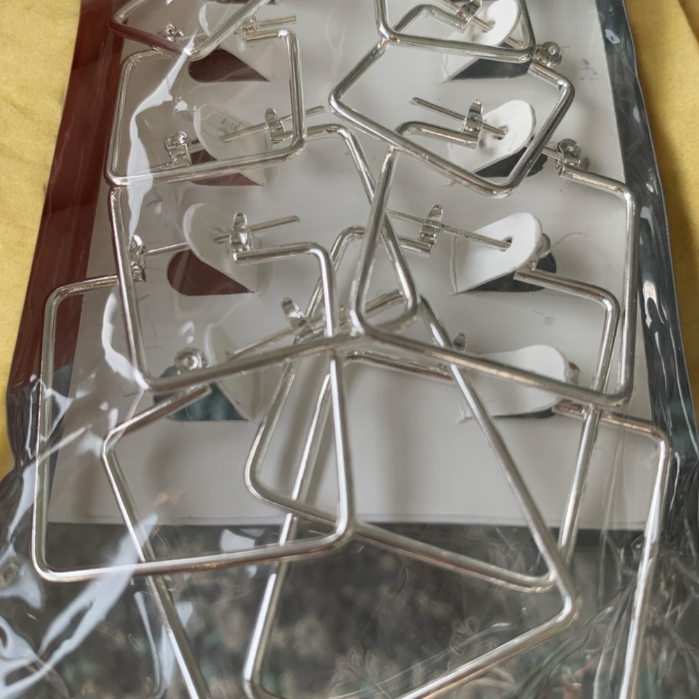 Silver tone Geometric Square Hoop Earrings